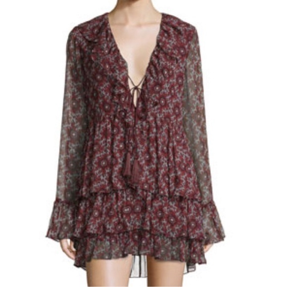 cinq a sept Jasmine boho Silk Floral-Print Mini Dress
Red/Multi. Size S - Picture 2 of 12
